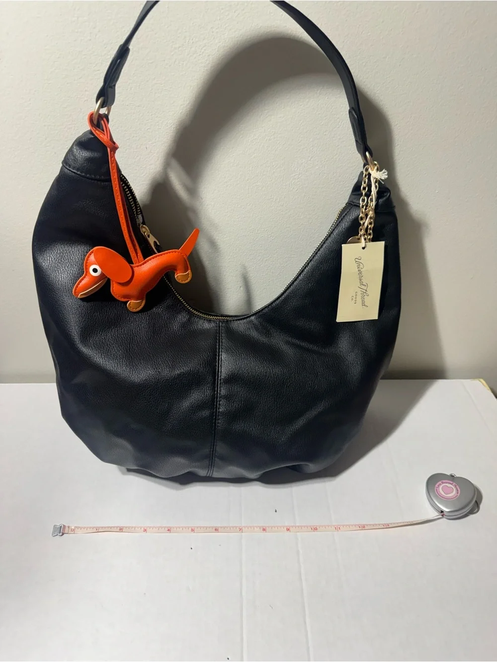 Universal Threads (Target Brand) Hobo Shoulder Bag with Orange Charm - Black